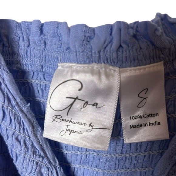 Babydoll dress ,Sm, halter,smocked,eyelet ,fairy, boho,beads,tassels - Picture 6 of 15